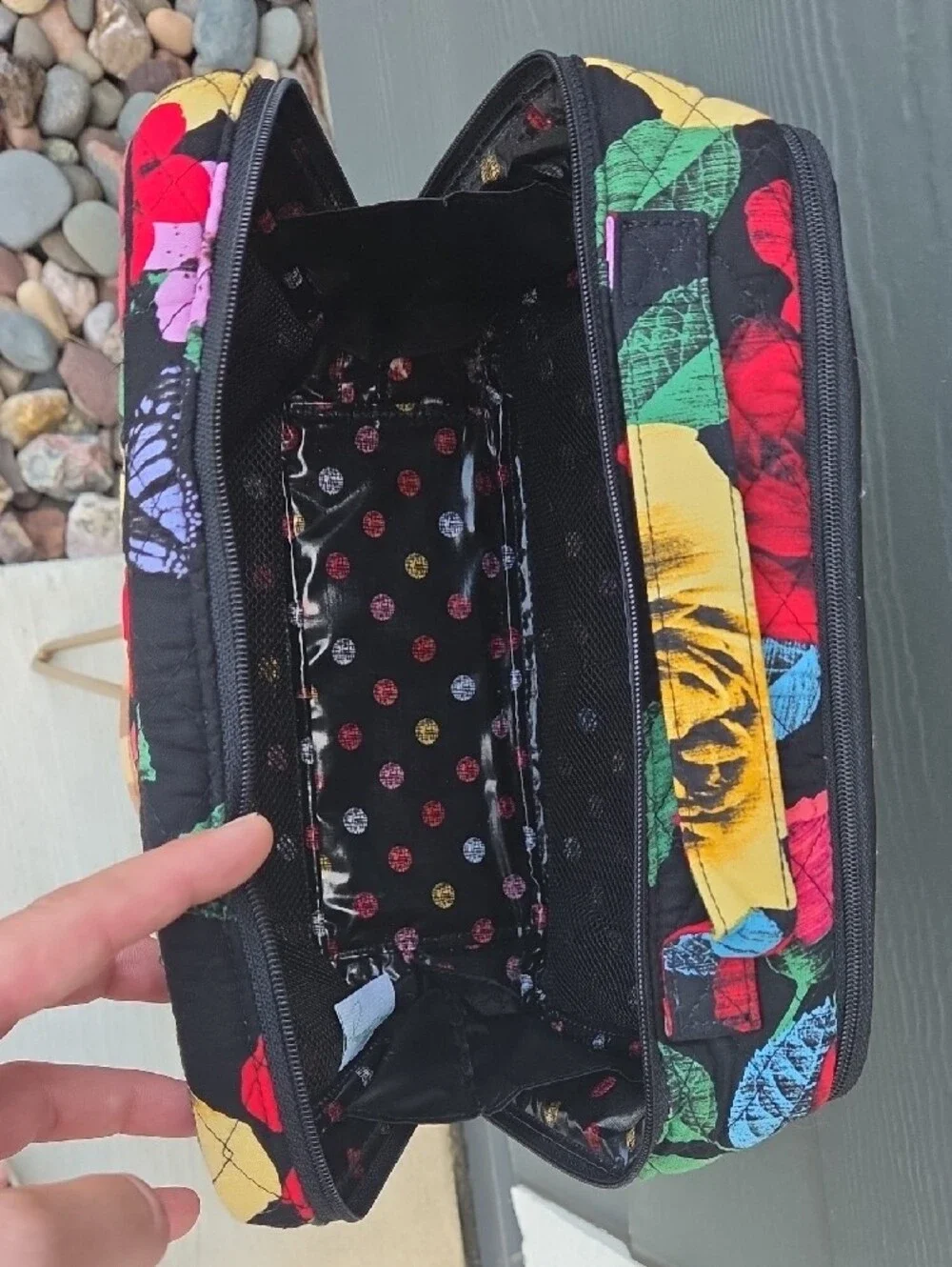 Vera Bradley Black Floral Quilted Cosmetic Case